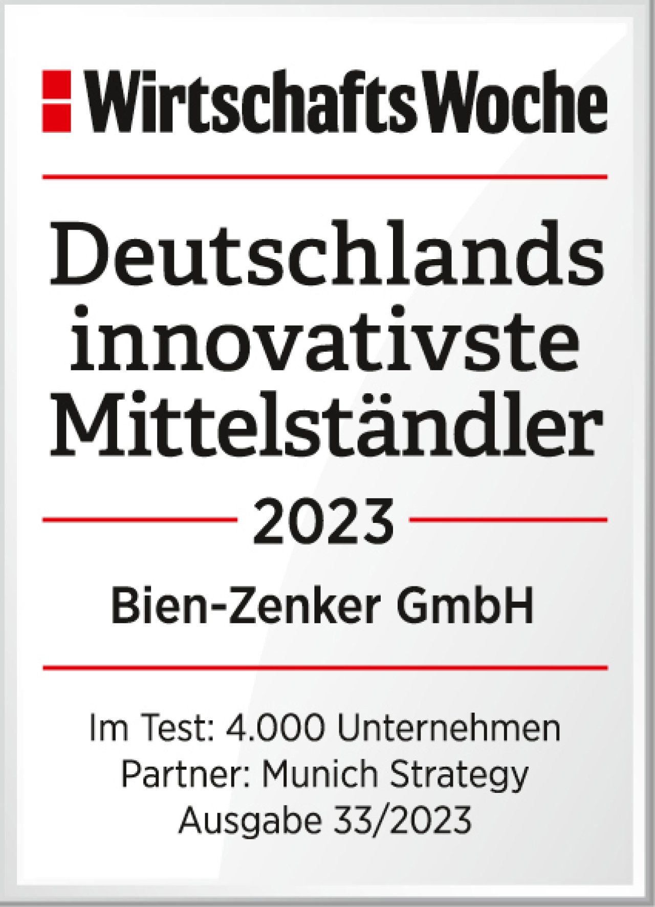 WiWo MS Dtld innovativsteMittelstaendler 2023 Bien Zenker GmbH
