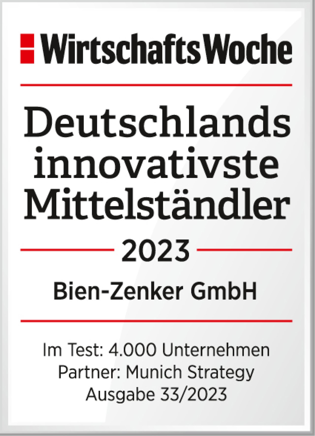 WiWo MS Dtld innovativsteMittelstaendler 2023 Bien Zenker GmbH
